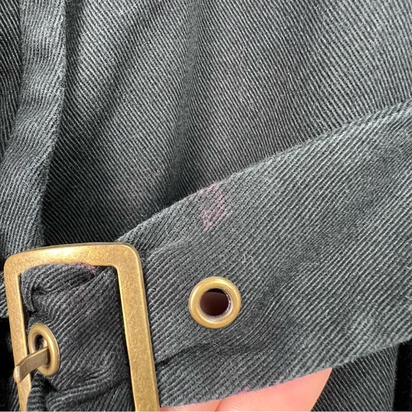 Decjuba Trench Coat Jacket Black Denim Mid Length Buckles Half Sleeve Size 8 - Picture 10 of 16